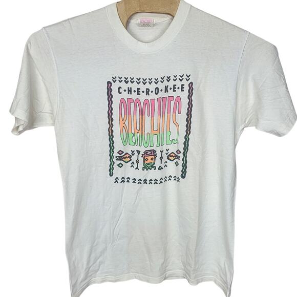 VINTAGE Women's Cherokee Beaches 80s 90s T Shirt Single Stitch XL - Picture 1 of 4
